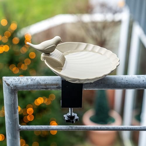 CJ Wildlife Vogeltränke Balkon Vogeltränke Winterfest mit Verstellbarer Halteklemme Pflanzliches Material Grün Wasserschale für Vögel ganzjährig Frostbeständig