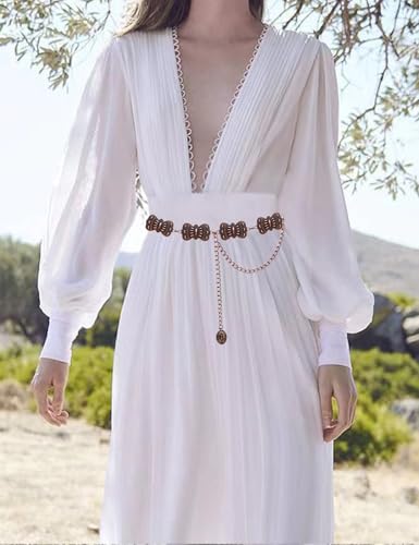 image for TOPACC Bronze Western Chain Belts for Women Butterfly Concho Metal Cow