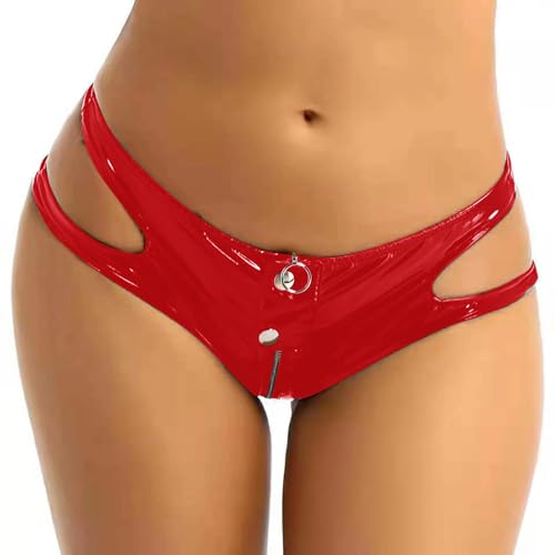 Slip en PVC brillant haut de gamme doté d'un zip métallique