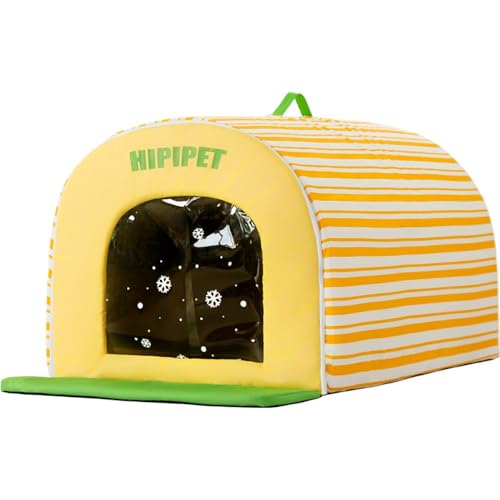 ペット 猫 犬 夏 エアコンハウス キャット ひんやり クール 多頭飼い 室内 折り畳み 冷房 猛暑 暑さ対策 通気 ネコ 熱中症対策 (M,黄)