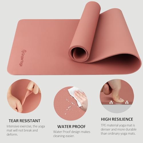Gruper Yoga Mat Non Slip, 72"L x 24"W x 0.24"/0.32"TH, Anti-Tear Exercise Mat with Carrying Strap and Bag, Pro TPE Yoga Mats for Women, Workout Mats for Home, Pilates and Floor Exercises - Image 4