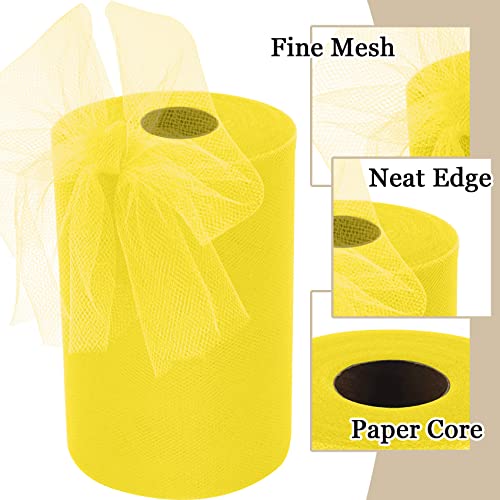 Ableme Deco Tulle Fabric Roll 6 Inches x 100 Yards (15cm x 91m) Tulle for Tutu Skirts Pom Poms Gift Wrapping Baby Shower Wedding Decor (Yellow) - Image 3