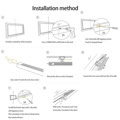 Accionamiento eléctrico para ventanas con carrera regulable de 300 a 800 mm y mando 2