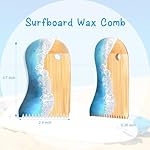 MSHUNKEJI Surfboard Wax Comb Bamboo Surfboard Wax Scraper Surfboard Wax Removal Tool Surf Wax Comb with Hole Surfboard Accessories for Surfing Board Men Women Surfer Gift Ocean Wave Pattern - Image 2