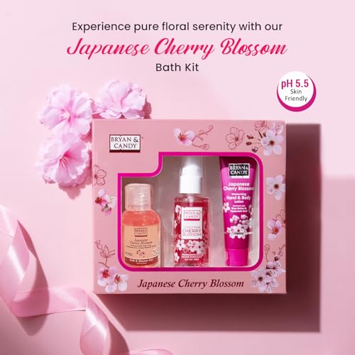 Image of Bryan & Candy Bath Kit Gift set for Women 100% Vegan,Ph5.5 Skin Friendly (Cherry Bath Kit)