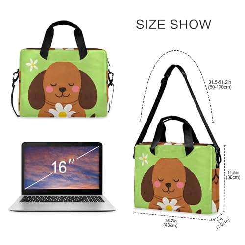 Maletín para laptop marrón con diseño y correa 13-15.6" miniatura 4