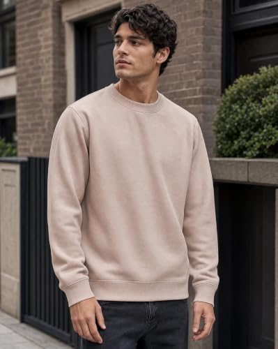 Image of Nobero Sweatshirts for Man Stylish | 280 GSM Rich Cotton Fleece Solid Regular Fit Full Sleeve Sweatshirt for Men | Stylish Casual Wear Winter Crew Neck Sweatshirt for Men