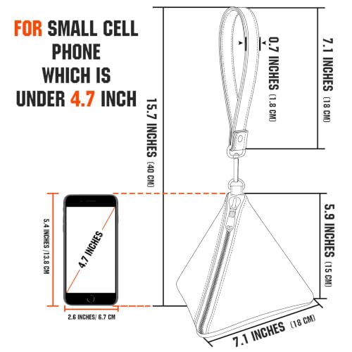 Image of Women Synthetic Leather Clutch Wallet Triangle Wristlet Purse with Wrist Strap
