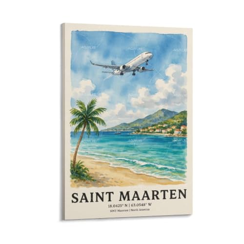 Poster Saint Maarten aquarelle pour sublimer un mur vide