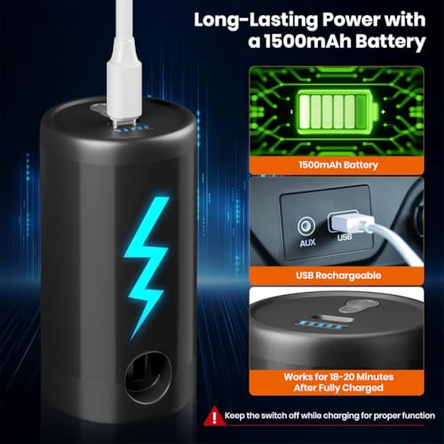 Image of Portable Electric Vacuum Pump for Storage Bags Inflate Deflate Cordless 1500mAh Rechargeable Air Pump with Multiple Nozzles, Type C Charging Compression Clothes, Blankets, Pool Floats