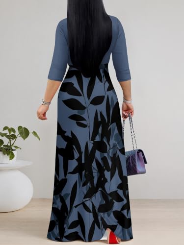 Image of PinkPatty Women's Print Maxi Dress 3 /4 Sleeve Flowy Long Dress