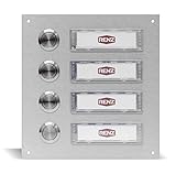 TÜRKINGEL AUS EDELSTAHL: Die Vierfamilienklingel aus Edelstahl vereint das Aussehen einer klassischen Klingelanlage mit einer modernen Gestaltung der Klingeltaster