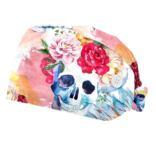 Casquettes de travail tête de mort florale pour rester au frais en cuisine