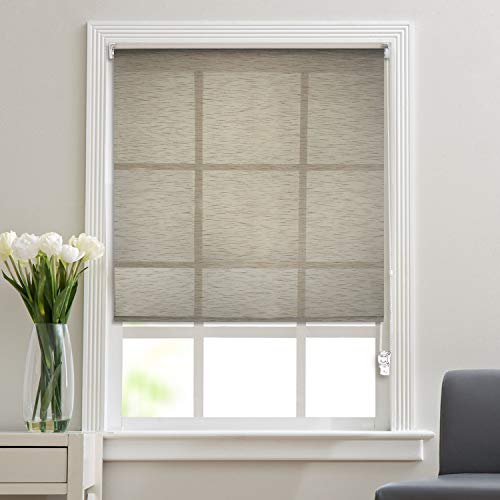 Deco Window Sheer Roller Blinds for Windows (36 Inches W X 84 Inches H, Dark Beige) Roll-Up Shades, Light Filtering, Sun UV Protection Polyester Curtains for Home & Office