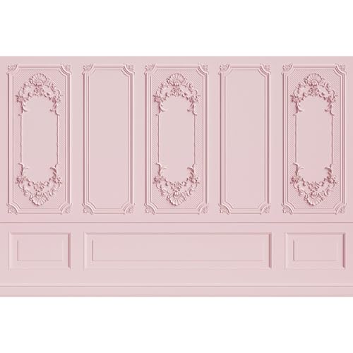 Ttincceer Toile de Fond Rose Palais Mur 2.2x1.5m Style rétro, Rose Clair, pour pièce Vide, pour Photographie, Style château européen Classique, bannière...