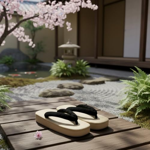 Pantuflas japonesas geta con suela de madera antideslizante para adultos 6
