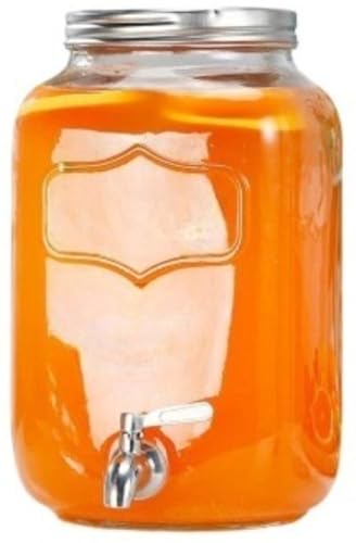 EVREFINジュース、ビール、保存容器、密閉缶用のタップ付き大容量ガラス飲料水差し (3L,ステンレス製の蛇口)