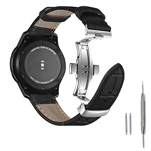 Aottom para Correas Gear S3 Frontier Cuero,Correa Samsung Galaxy Watch 46mm Piel con Butterfly Hebilla de Acero Inoxidable,Correa 22mm Smartwatch Pulseras de Repuesto para Galaxy Watch 46 mm/Gear s3