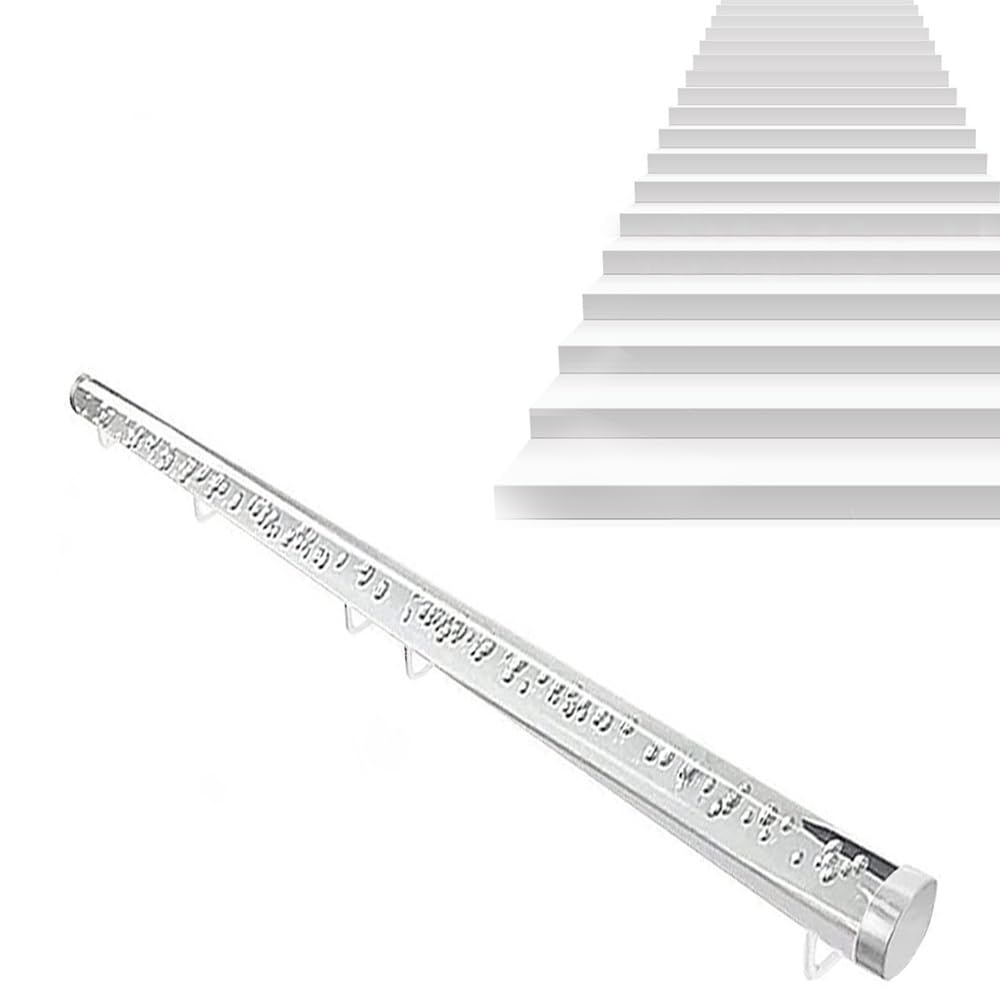 Main courante d'escalier en acrylique transparent de 2,4 m avec supports muraux robustes