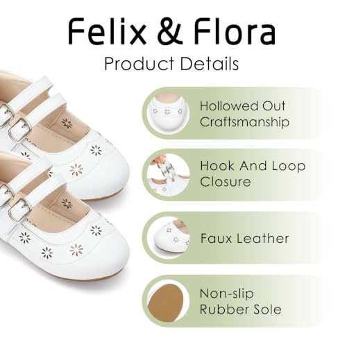 Image of Felix & Flora Toddler Flower Girl Dress Shoes - Baby Girl Ballet Mary Jane Flats for Party School Wedding