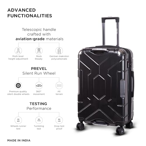 Image of Awenger Polycarbonate Trolley Bag Set - 20 inch Cabin & 26 inch Check-in | Lightweight Hard Shell Luggage | 360 Spinner Wheels | Water-Repellent | Durable Travel Suitcase - Black
