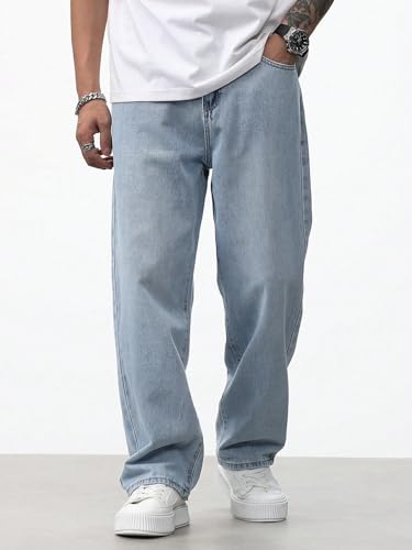 Image of URBAN POCKETS Jeans for Men | Denim Jeans | Relaxed Fit | Baggy Style | Wide Leg | Streetwear | Casual Wear | Everyday Comfort (U-20-21)