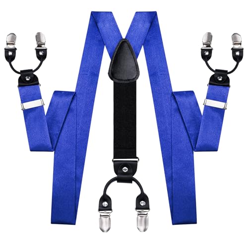 Image of Dubulle Suspender and Bow Tie for Men Paisley Solid Mens Suit Braces Pretied Bowtie and Handkerchief Cufflinks Formal Wedding