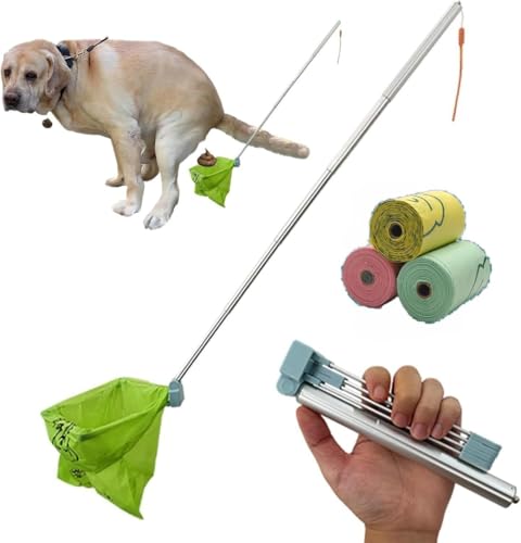 Girlmarry犬用 フンキャッチャー 折り畳み式 うんち取りキャッチャー 伸縮式 クリーンスコップウンチ取り器 携帯便利 軽量 コンパクト 手が汚れない エチケット お出かけ フン処理 ペットの散歩グッズ 犬用 猫用 大型犬/中型犬/小型犬 犬用トイレ