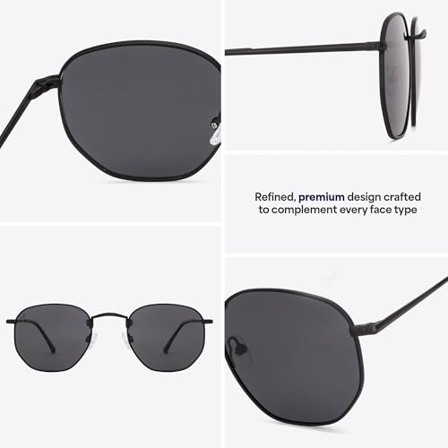 Image of VINCENT CHASE EYEWEAR Polarized and 100% UV Protected | Branded and Stylish Sunglasses | Matte Black - Grey Full Rim Round | For Men & Women | Medium | VC S18682