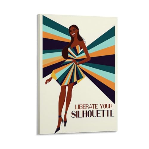 Póster vintage feminista de pared con personalidad de Liberate Your Silhouette, pósteres motivacionales para la habitación de las niñas, lienzo impreso, para sala de estar, dormitorio, cocina, regalo
