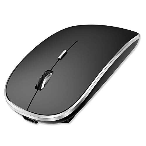 SEZAC Ratón Inalámbrico Recargable, 2.4G Ratón óptico Silencioso Click Mini con 3 Niveles de dpi para Computadora, Computadora Portátil, PC, Air, iMac, MacBook Pro (Negro)