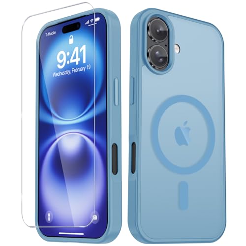 Image of YENAPOON for iPhone 17 Case, Matte Magnetic Phone Cover [with 1 Screen Protector] [Support for MagSafe] [Shockproof Military Grade Protection] Translucent Frosted Back, Lavender Purple