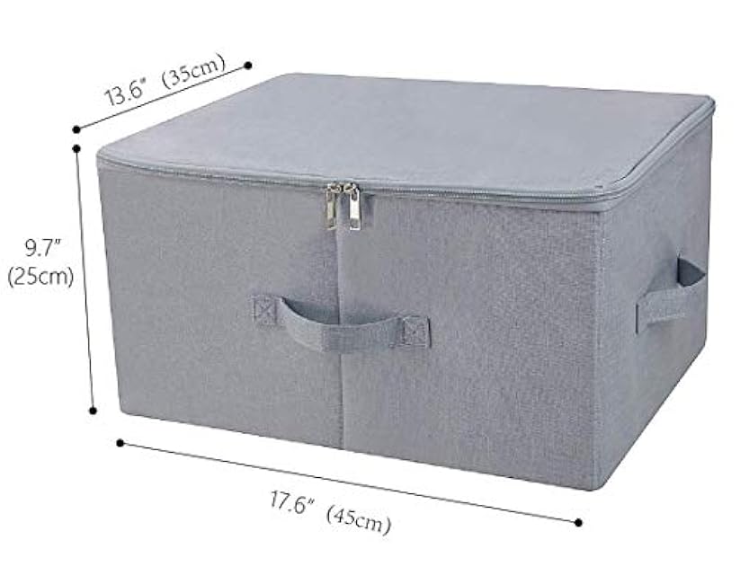 17.6x 13.6x 9.7,Dust-proof Closet Clothes Storage Boxes with Zip Lid, Breathable Fabric & Collapsible Design Organizer Bins for Clothing Toy Dolls Shoes Blankets, Light Gray, 2pcs