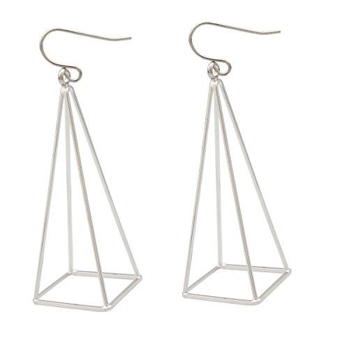RechicGu Silver Blogger Aztec Cut Out 3D Triangle Pyramid Steampunk Diva Gypsy Earrings With Gift Box
