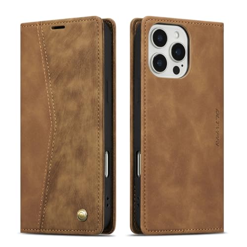 Étui iPhone 16 Pro Max vintage marron idéal pour le bureau et les voyages