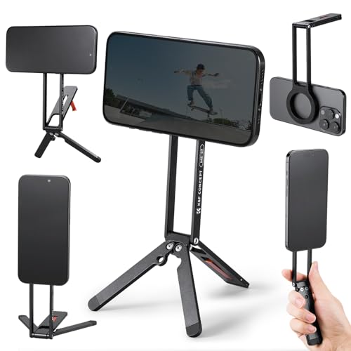 K&F Concept MS-47 Magnetisches Handy Stativ, tragbares Mini Selfie Stick Stativ für Smartphone mit 360°Drehung, rutschfeste Silikonpolster für stabilen Halt, Kompatibel mit iPhone, Samsung&Android