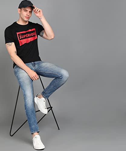Image of Urbano Fashion Men's Graphic Printed Round Neck Half Sleeve Slim Fit Cotton T-Shirt