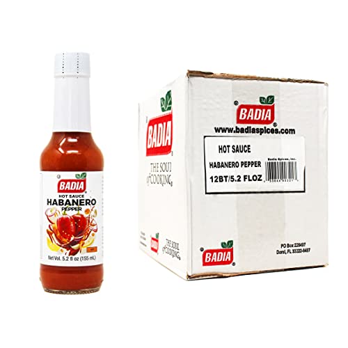 Image of Badia Habanero Hot Sauce, 5.2 fl oz (Pack of 12) - Fiery Habanero Pepper Sauce for Everyday Heat Lovers