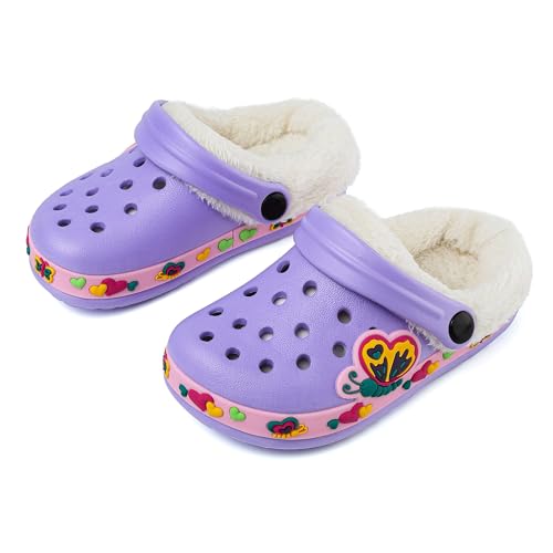 Image of Toddler Lined Clog Slippers Winter Garden Sandals Kids House Shoes Warm Slip On Sneakers Cartoon Slides for Boys and Girls Children Indoor Outdoor