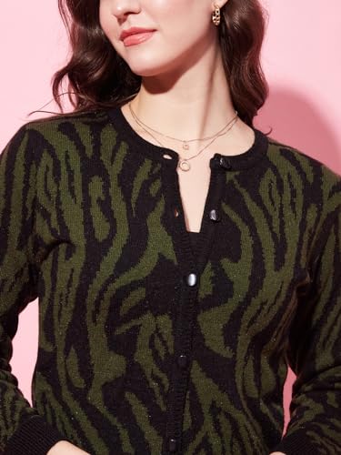 Image of Modeve Animal Print Round Neck Casual Women Sweater