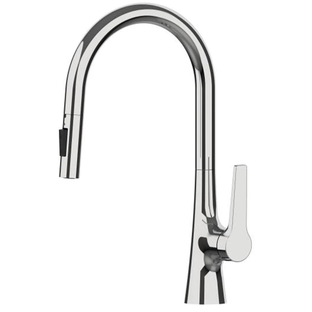 Robinet de cuisine extractible en laiton chromé haut de gamme pour évier moderne
