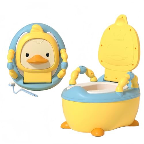 miluFoxベビートイレ 子供用トイレ 幼児用便器 ベビー トイレトレーニング キッズ用便座 可愛いアヒル 携帯トイレ 洗いやすい 取外し可能 トレーニング 補助便座 男の子 女の子 幼児 トイレ練習 幼稚園 保育園 家庭用 (黄色です,クッションを高く