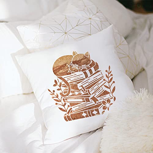MAYJOYDIY Cat Book Stencils Sleeping Cat Drawing Painting Stencils Book Flower Grass Pattern Reusable Flexible Template 30×30cm Decor for Home/Floor/Wall/Kitchen/Cabinets/Bags - Image 4