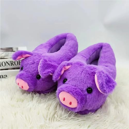 Pig Slippers, Cute Animal Anti-skid Slippers, Autumn Winter Warm Stuffed Cartoon Home Furry Slippers for Women Girl4