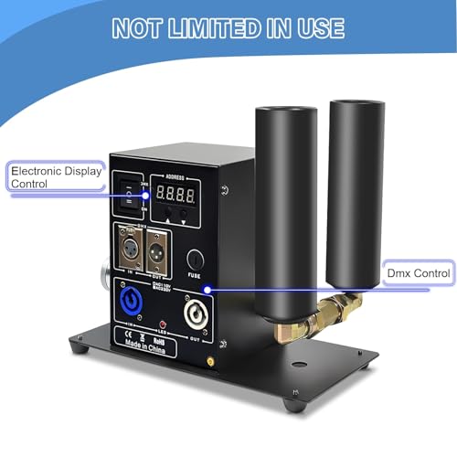 Máquina de Humo CO2 Twin-Tube, Máquina Profesional, Columna de Gas CO2 con Manguera de 6m, Altura de Chorro 16.4-19.7ft, Control DMX512, Ángulo Ajustable para Clubes, Conciertos, DJ y Fiestas miniatura 6