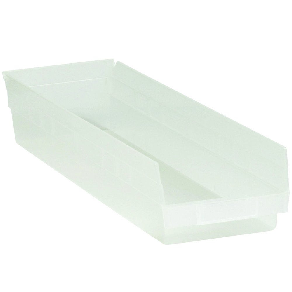 Aviditi Nestable Plastic Storage Shelf Bins, 23-5/8 x 6-5/8 x 4 Inches, Red, Pack of 8, for Organizing Homes, Offices, Garages and Classrooms