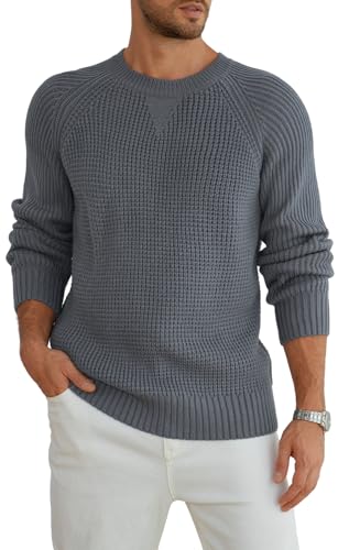 Men's Pullover Sweater Crewneck Waffle Knitted Sweaters Long Sleeve Knitwear Sweaters for Fall Winter 2025 Trendy