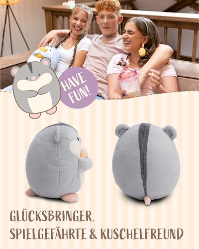 NICI MYMOCHI Hamster Kuscheltier Shai 16 cm mit Keks in Geschenkbox 11x12x6,5 cm, Flauschiges Stofftier zum Kuscheln, Spielen und Liebhaben - 61150