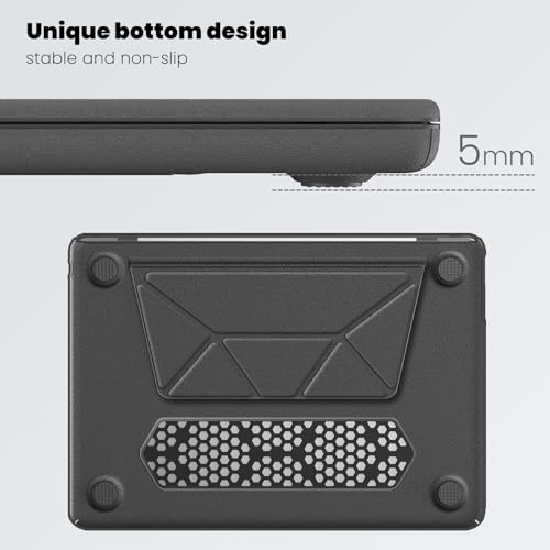 Image of ProElite Case for MacBook Air 13 inch M2 2025 /2024 M1 2021 2020 Release A2337 A2179 A1932 Model Touch ID, Slim Leather case with Foldable Stand, Grey