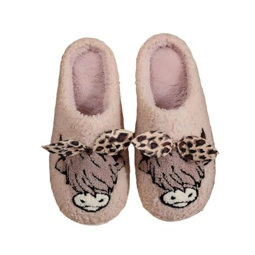 Image of LNERIP Slippers Winter Womens Mens Fluffy Plush Slippers Animals Cute Cartoon House Slippers Cuddly Warm Shoes Indoor Outdoor Girls Women